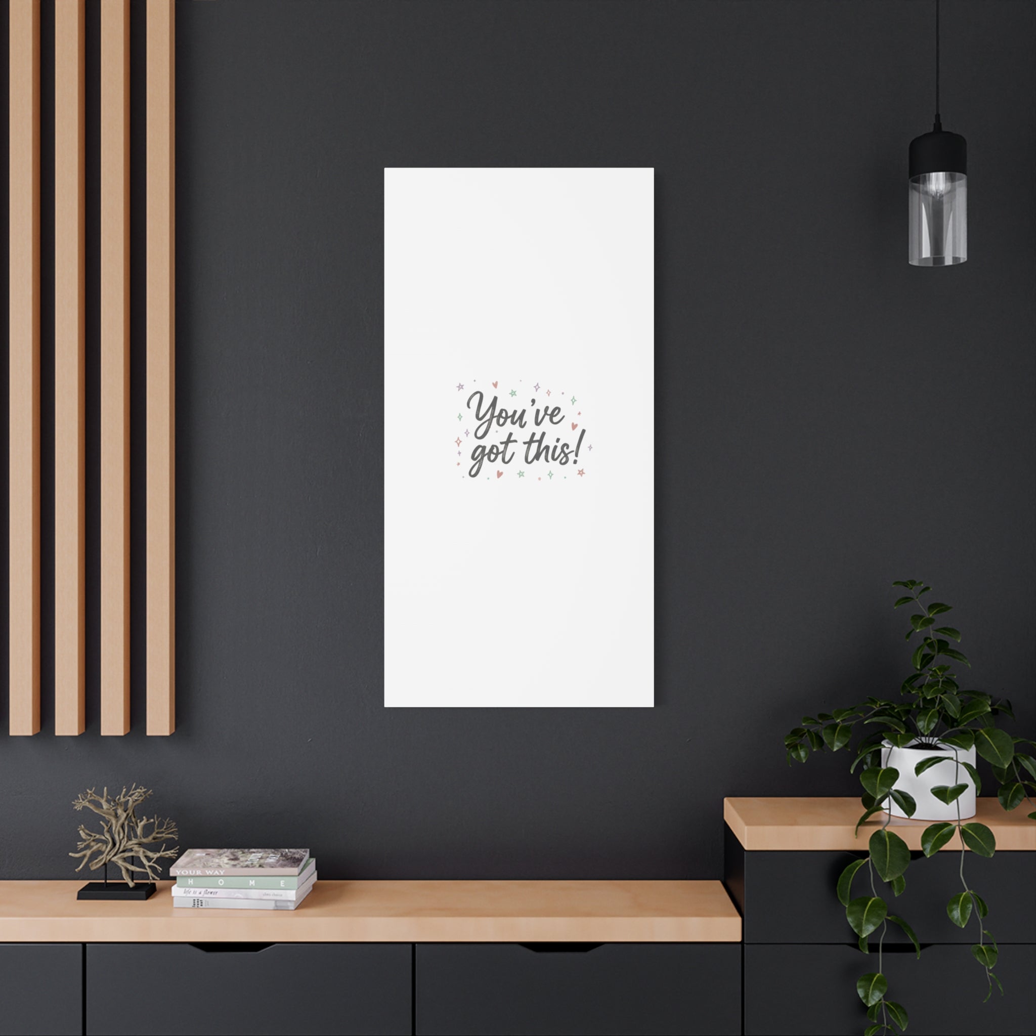 You've Got This Canvas, hand lettering messy script, pastel doodle wall art