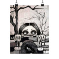 Horror Mother Illustration Matte Vertical Poster — Creepy Peek-Over Wall Art