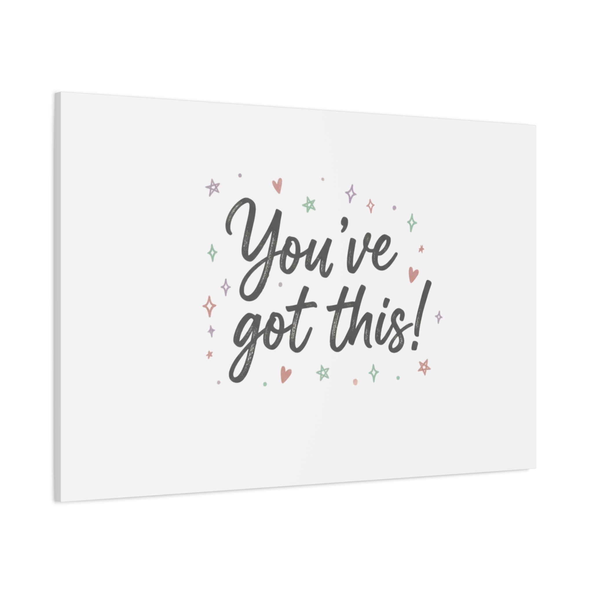 You've Got This Canvas, hand lettering messy script, pastel doodle wall art