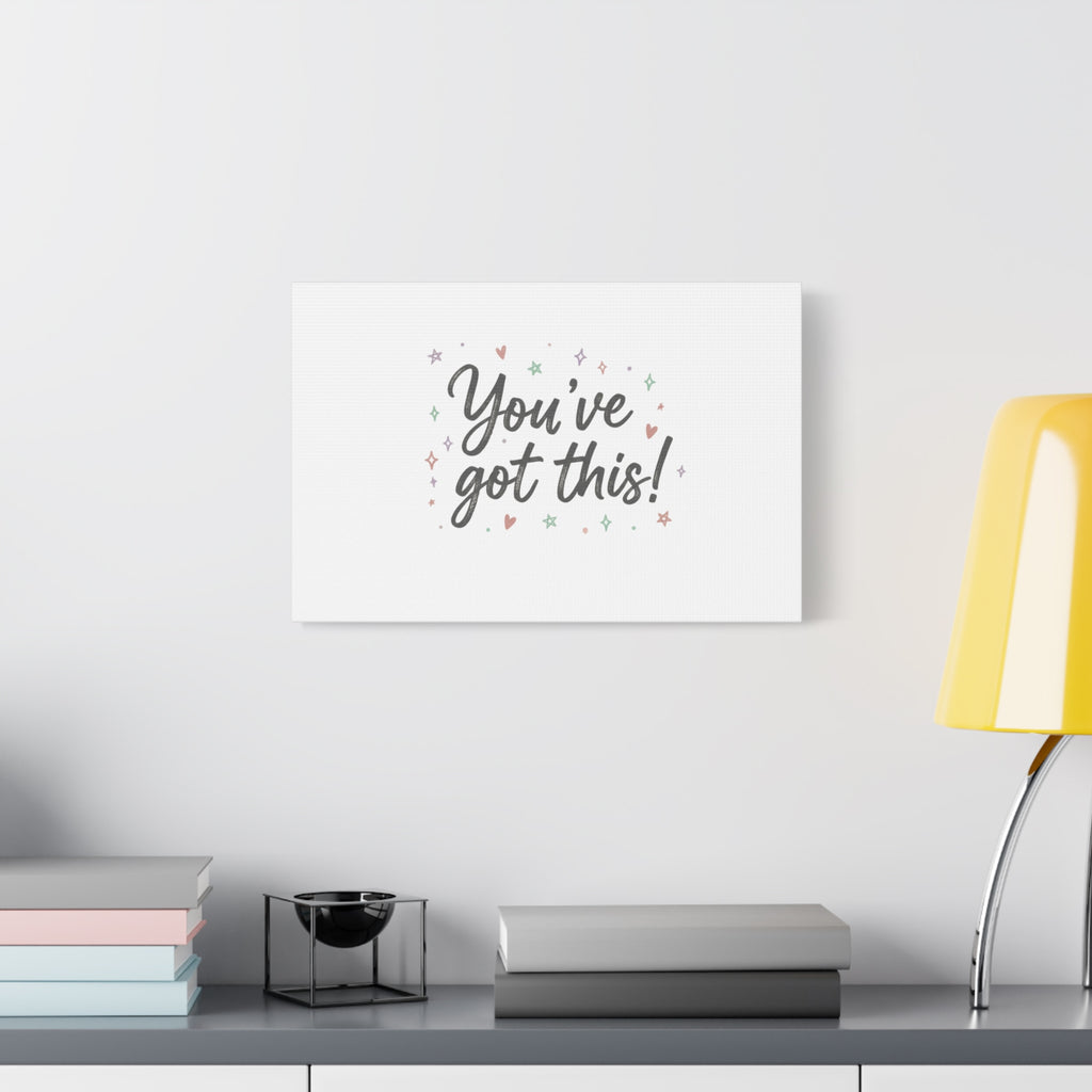 You've Got This Canvas, hand lettering messy script, pastel doodle wall art