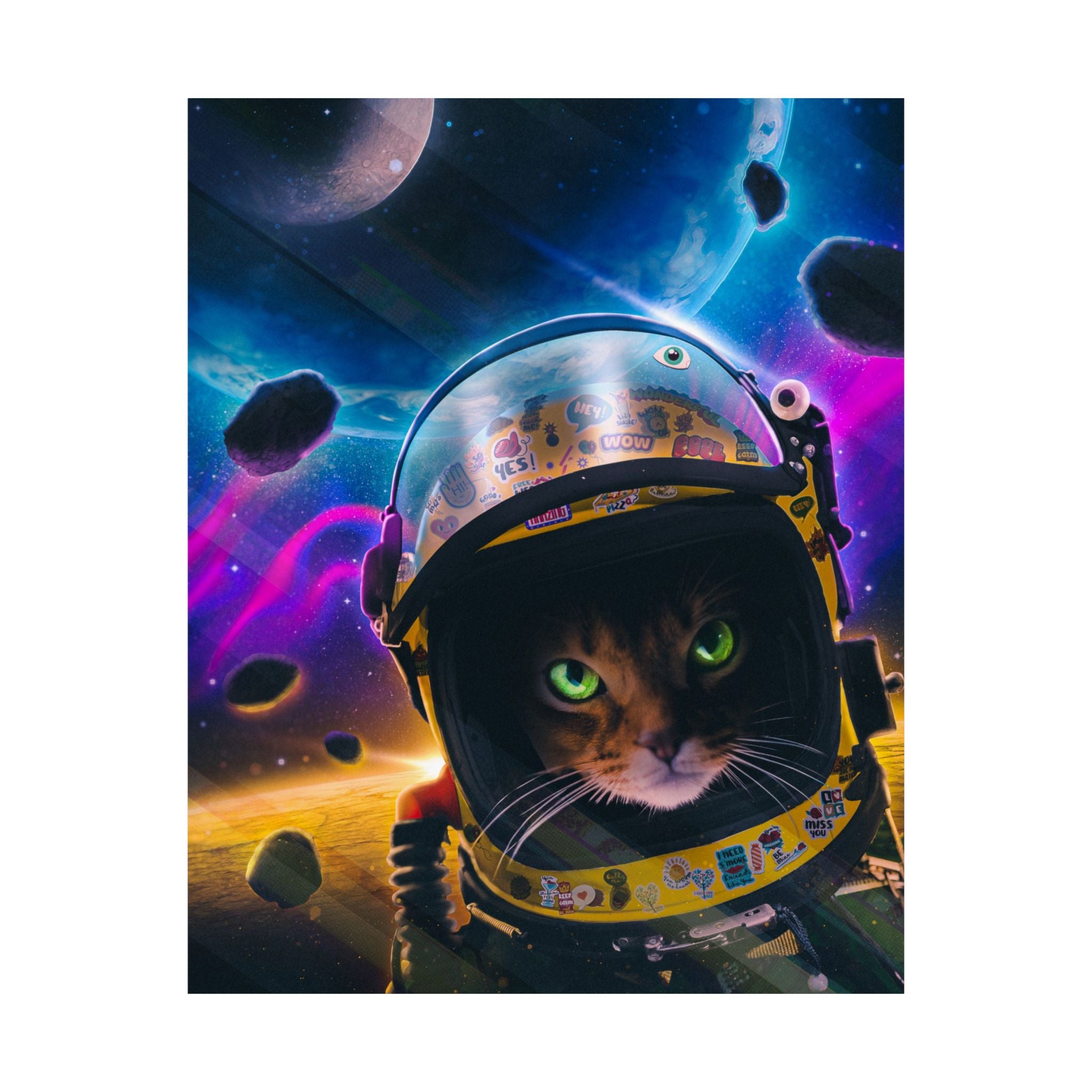 Space Cat Matte Vertical Poster — Astronaut Cat in Galaxy