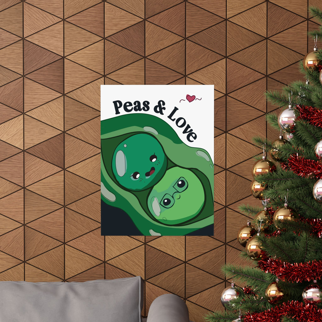 Peas & Love Poster — Cute Peapod Wall Art (Matte Vertical Poster)