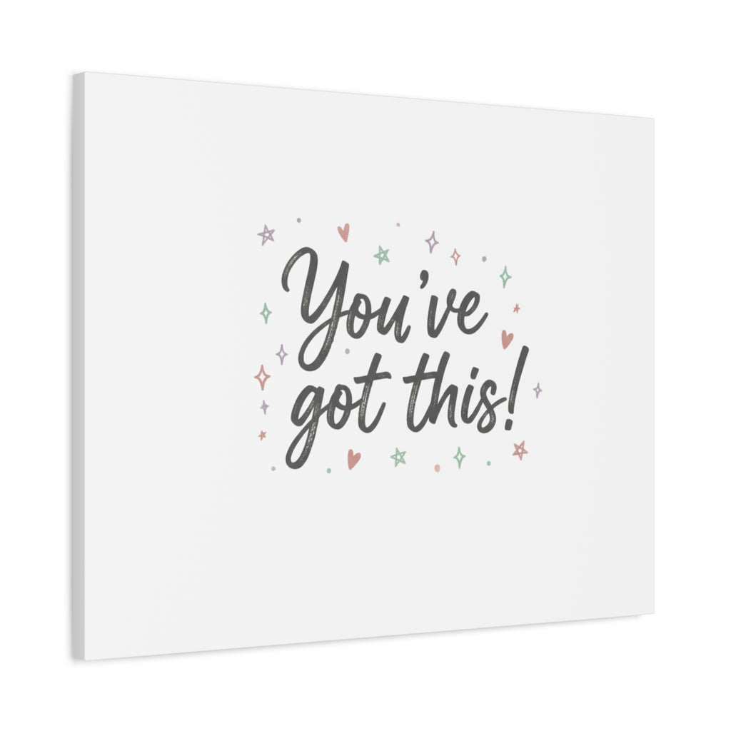 You've Got This Canvas, hand lettering messy script, pastel doodle wall art