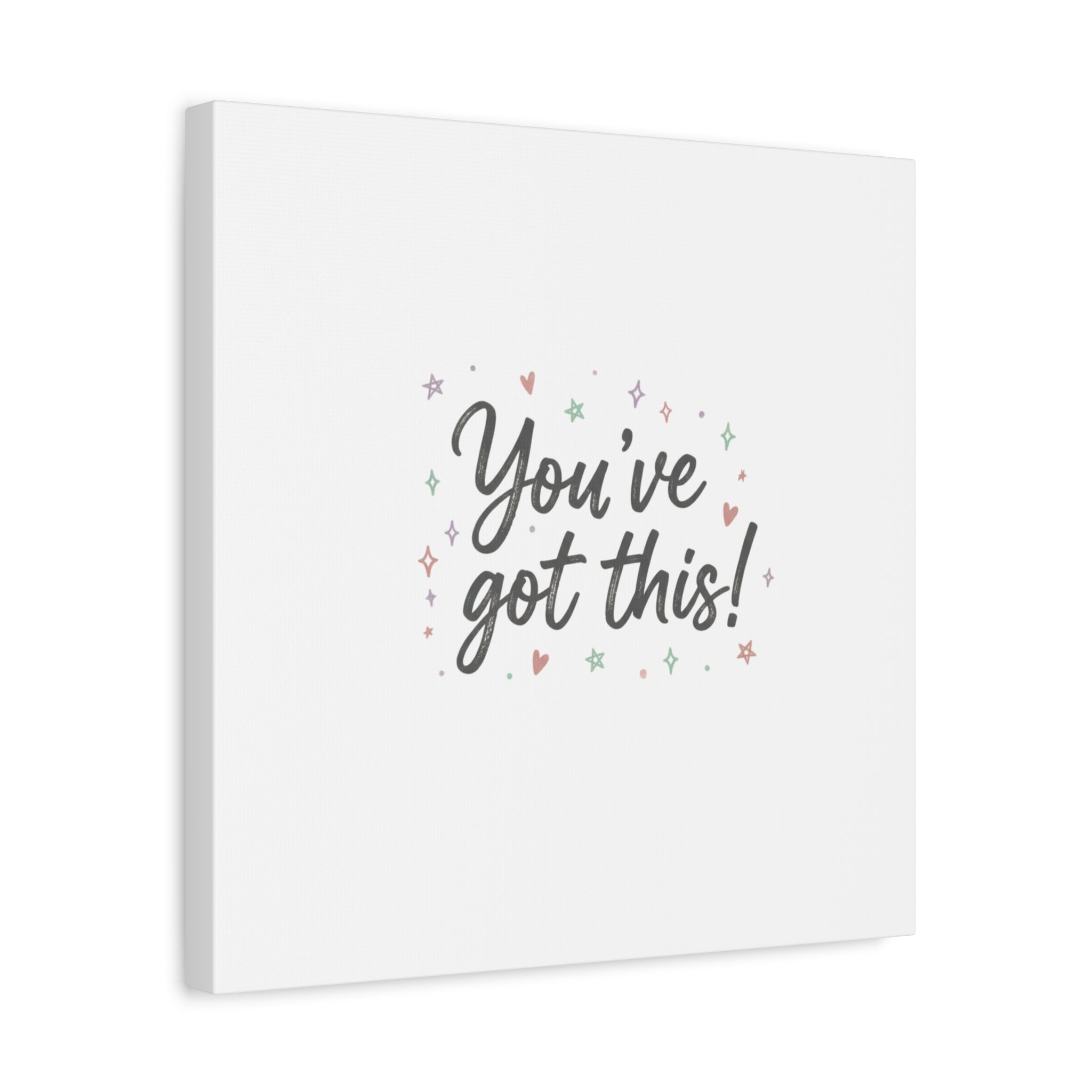 You've Got This Canvas, hand lettering messy script, pastel doodle wall art