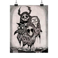 Horror Four Horsemen Matte Vertical Poster — Hand-Drawn Plague Doctor & Demonic Ghouls Art