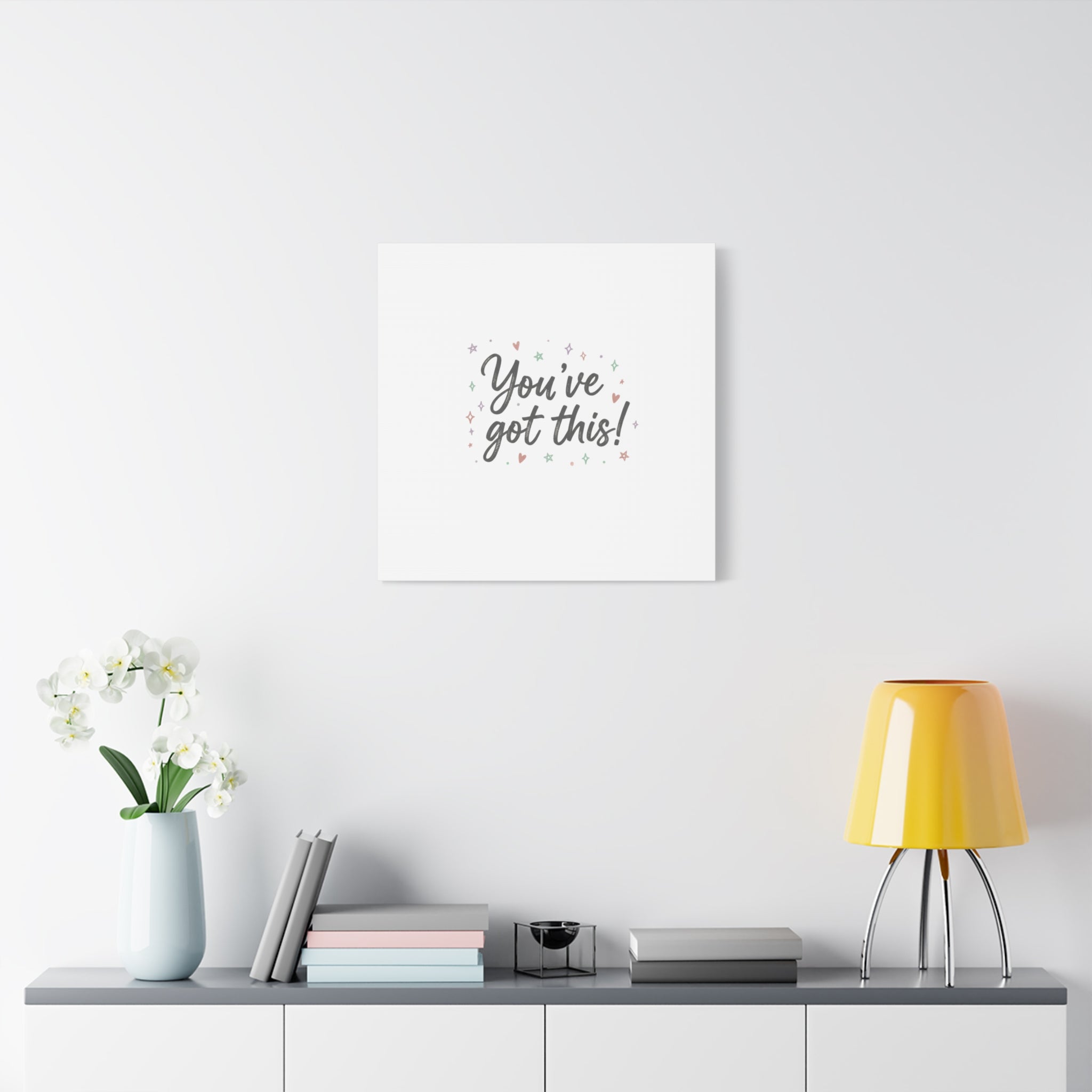 You've Got This Canvas, hand lettering messy script, pastel doodle wall art
