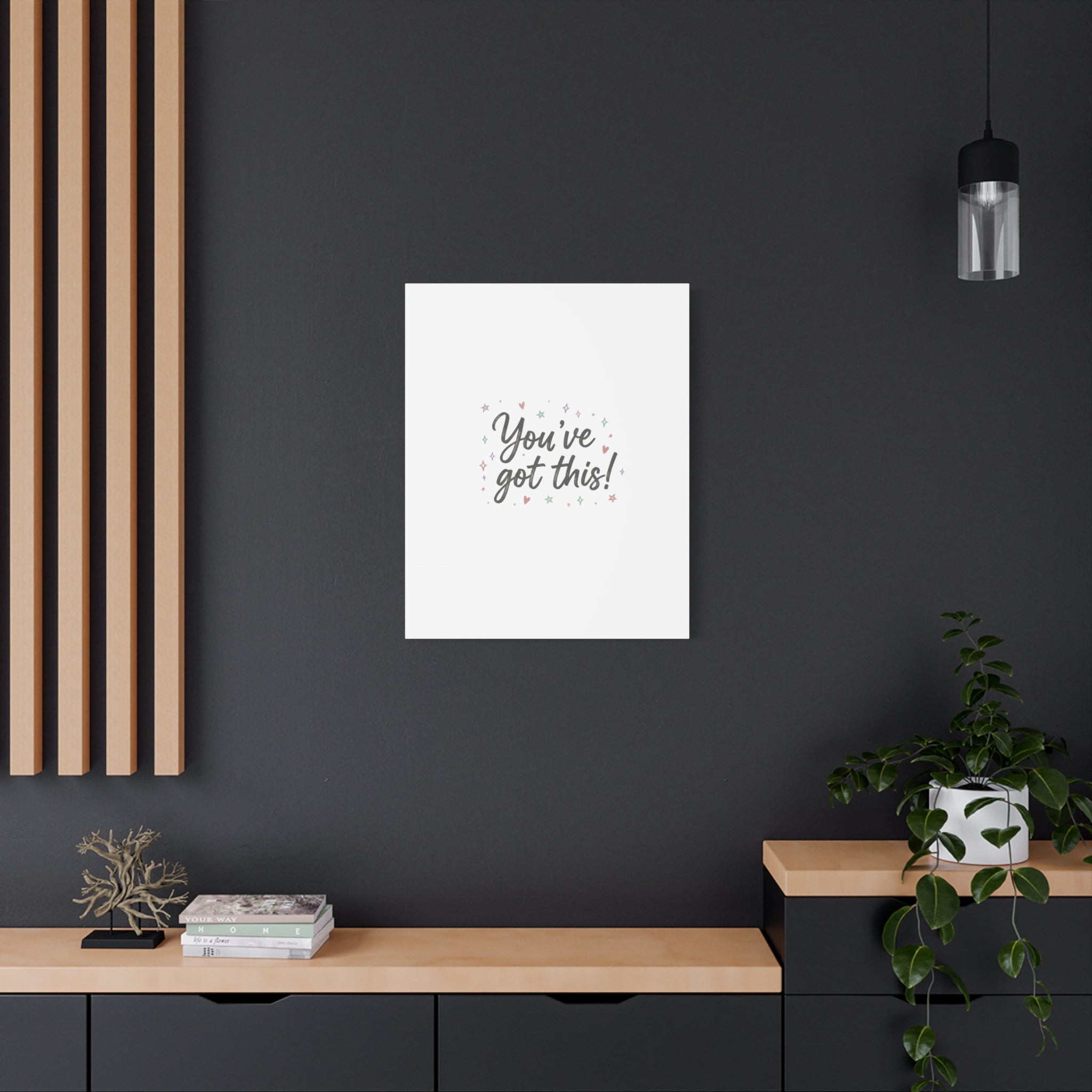 You've Got This Canvas, hand lettering messy script, pastel doodle wall art