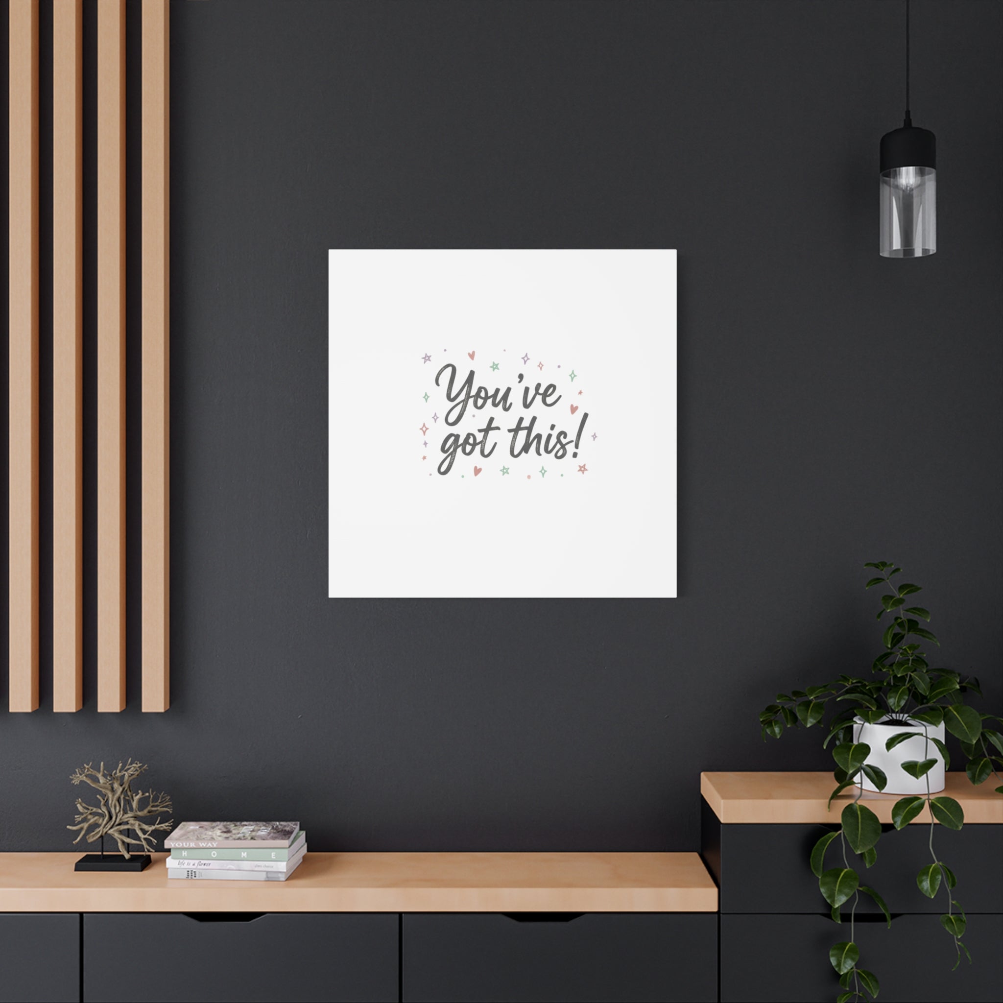 You've Got This Canvas, hand lettering messy script, pastel doodle wall art