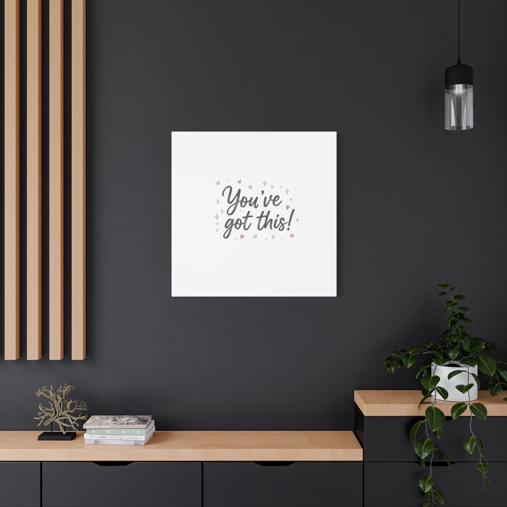 You've Got This Canvas, hand lettering messy script, pastel doodle wall art