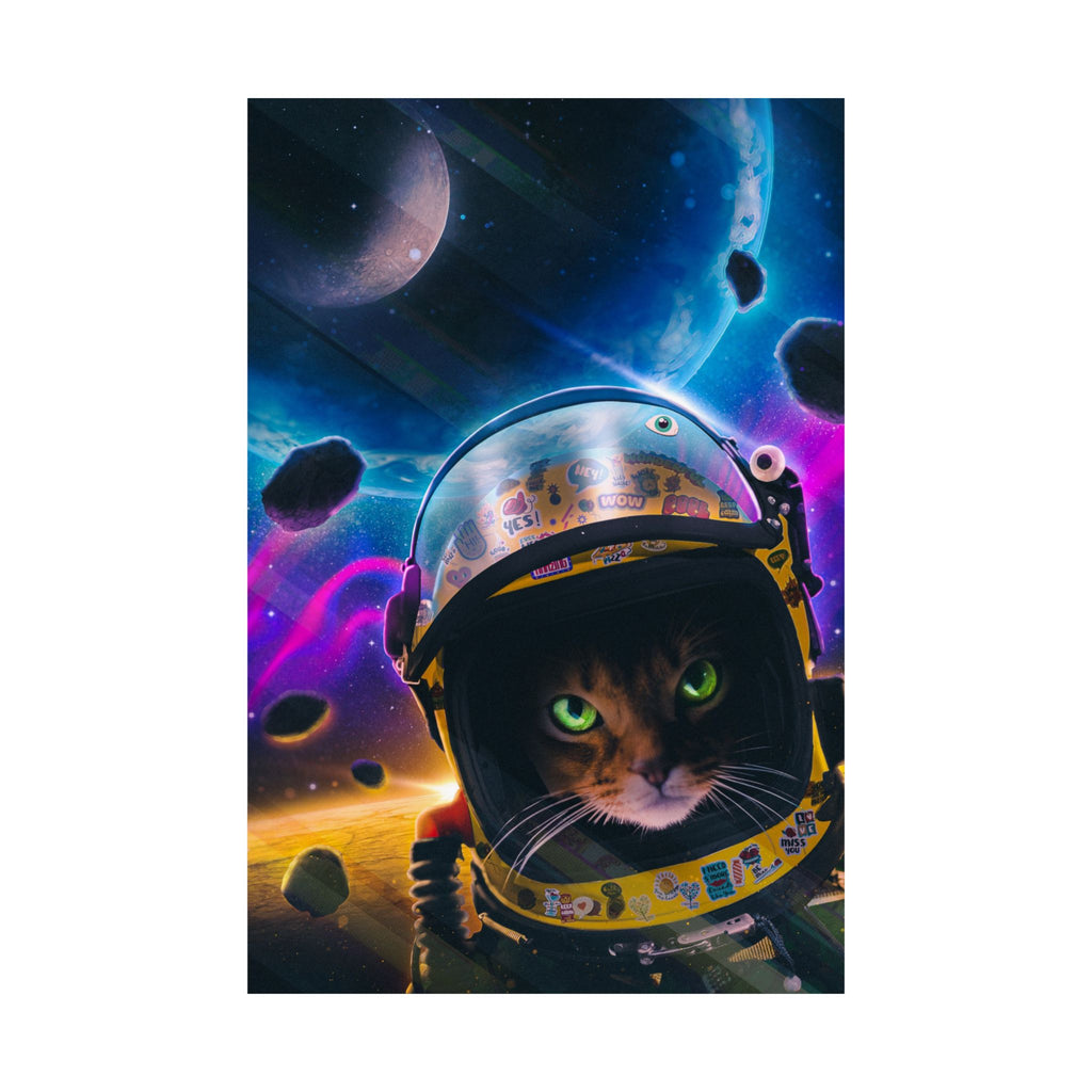 Space Cat Matte Vertical Poster — Astronaut Cat in Galaxy