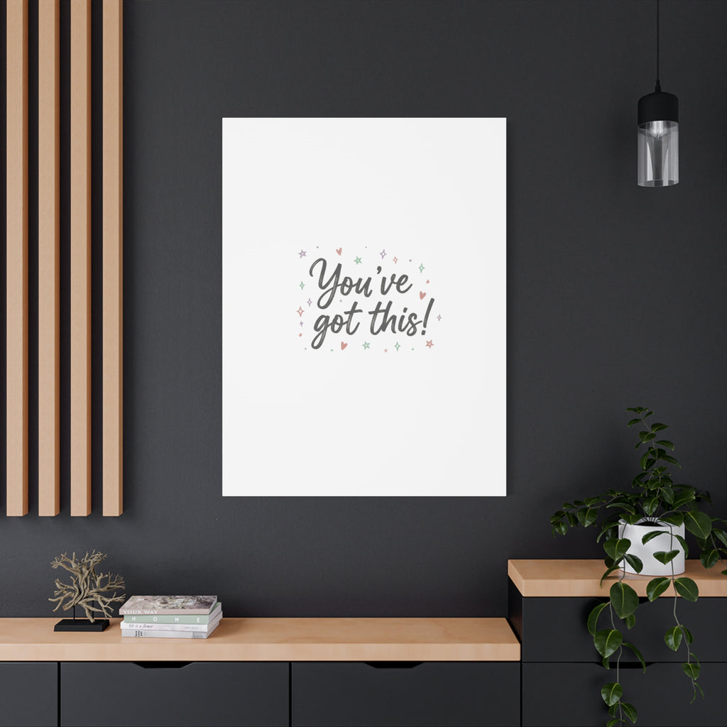 You've Got This Canvas, hand lettering messy script, pastel doodle wall art