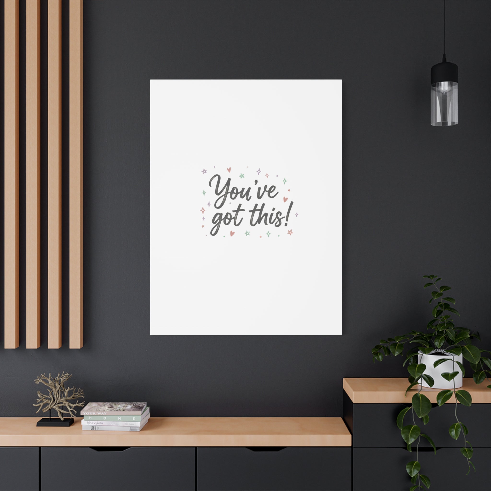 You've Got This Canvas, hand lettering messy script, pastel doodle wall art