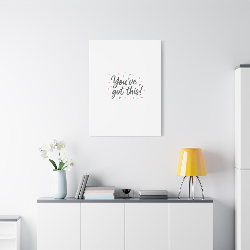 You've Got This Canvas, hand lettering messy script, pastel doodle wall art
