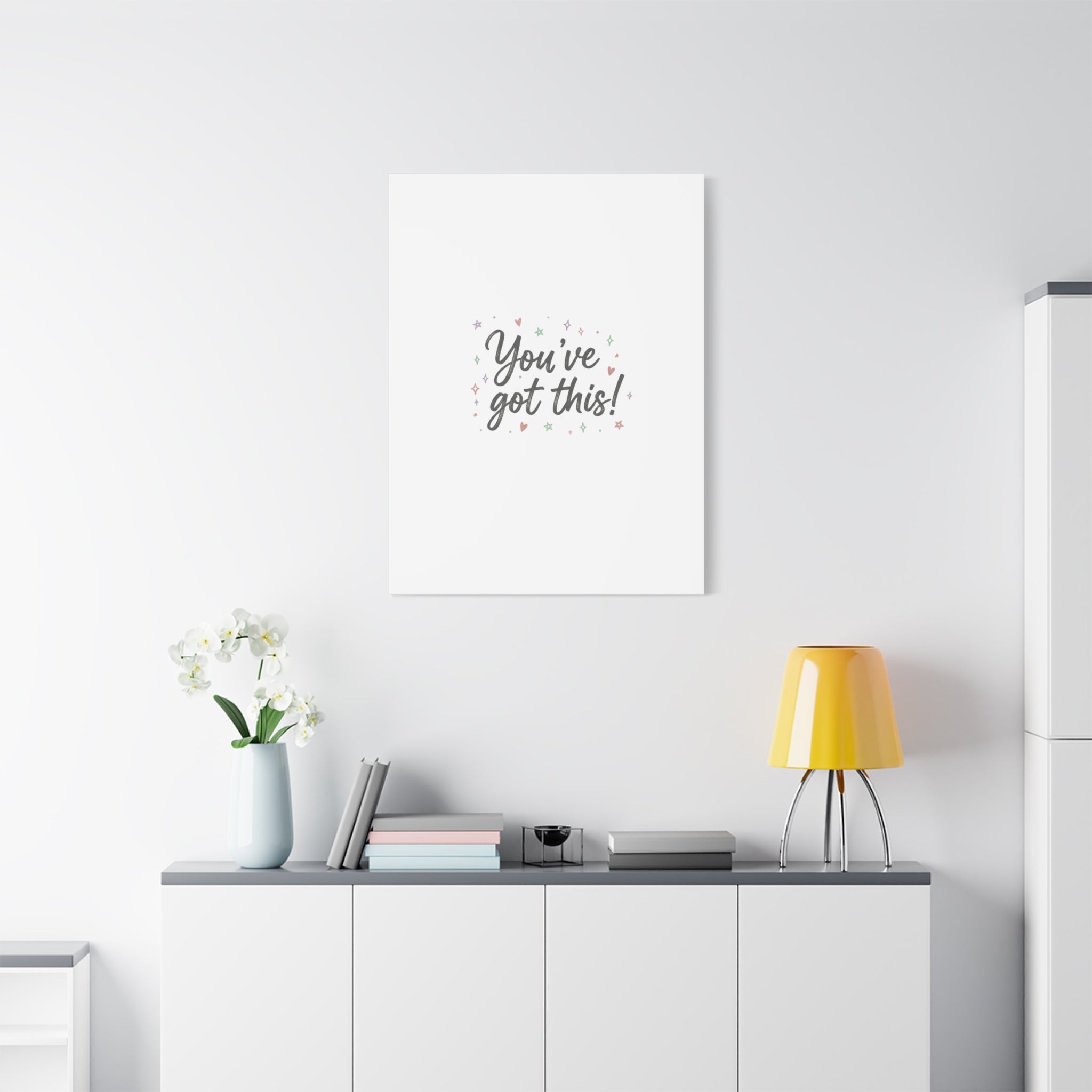 You've Got This Canvas, hand lettering messy script, pastel doodle wall art