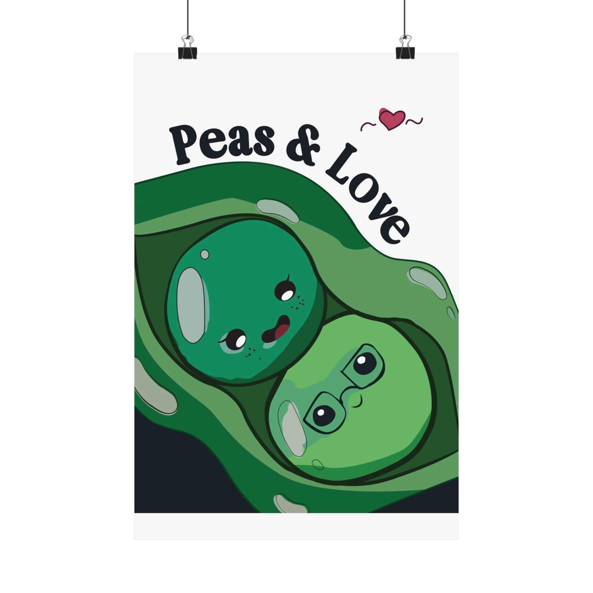 Peas & Love Poster — Cute Peapod Wall Art (Matte Vertical Poster)