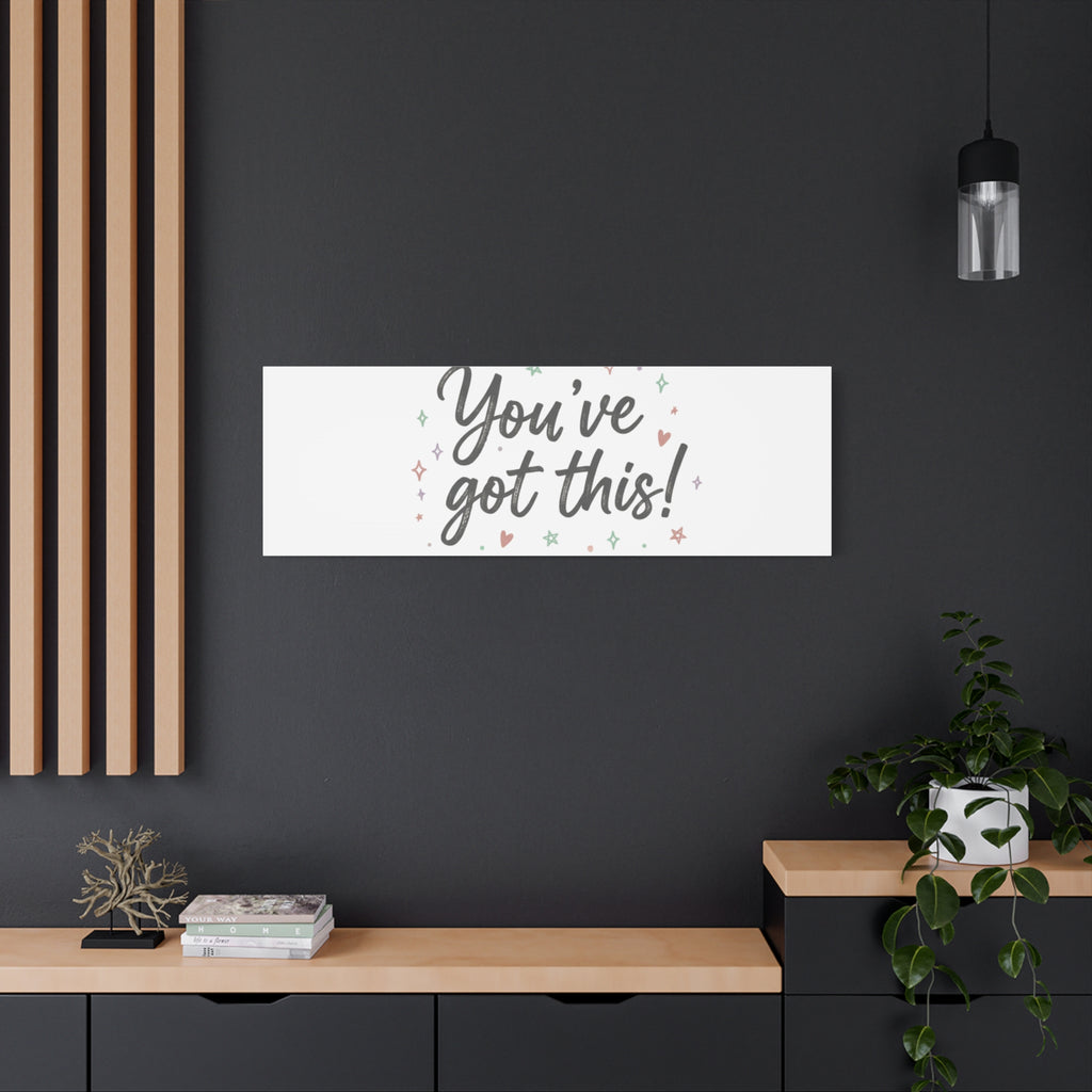You've Got This Canvas, hand lettering messy script, pastel doodle wall art