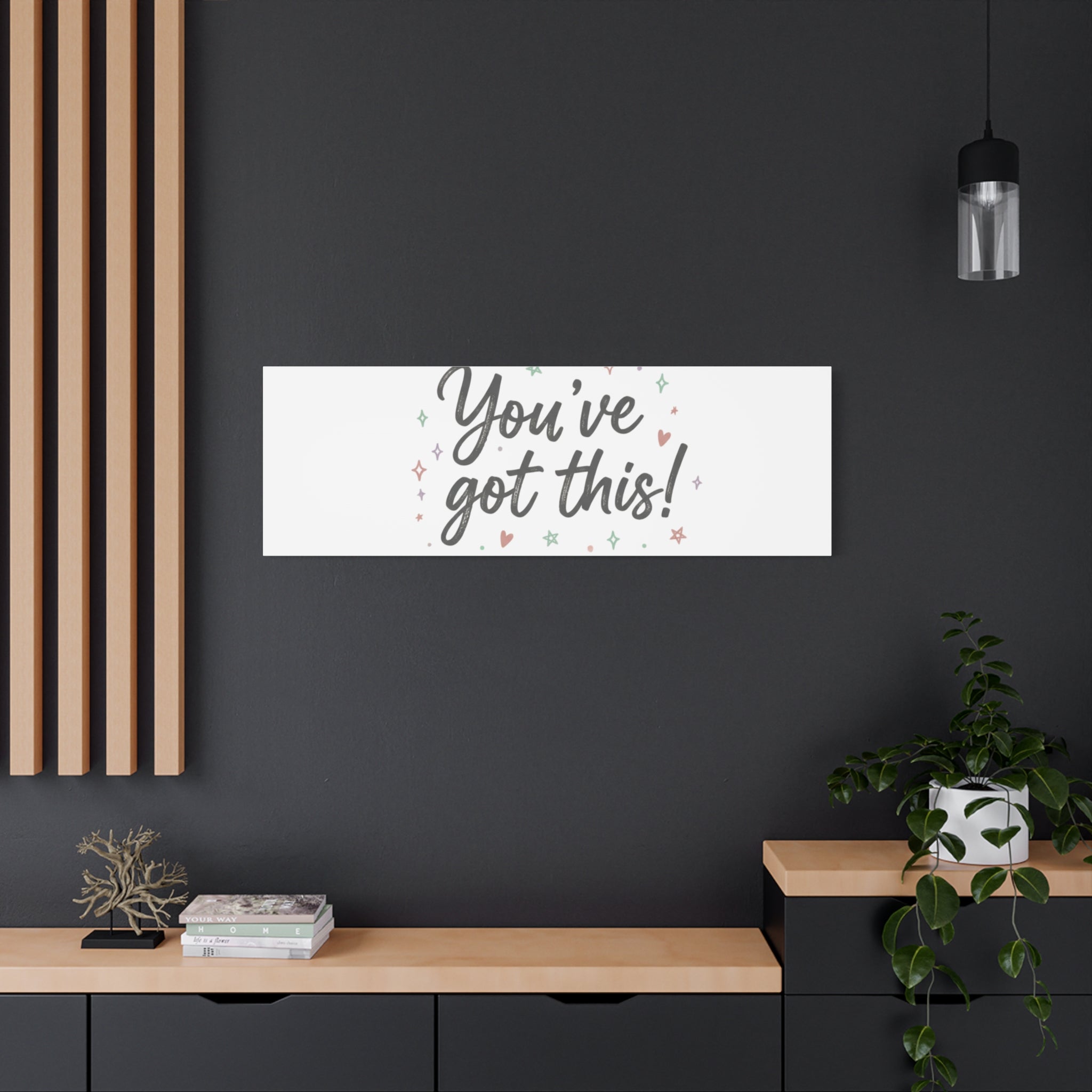 You've Got This Canvas, hand lettering messy script, pastel doodle wall art