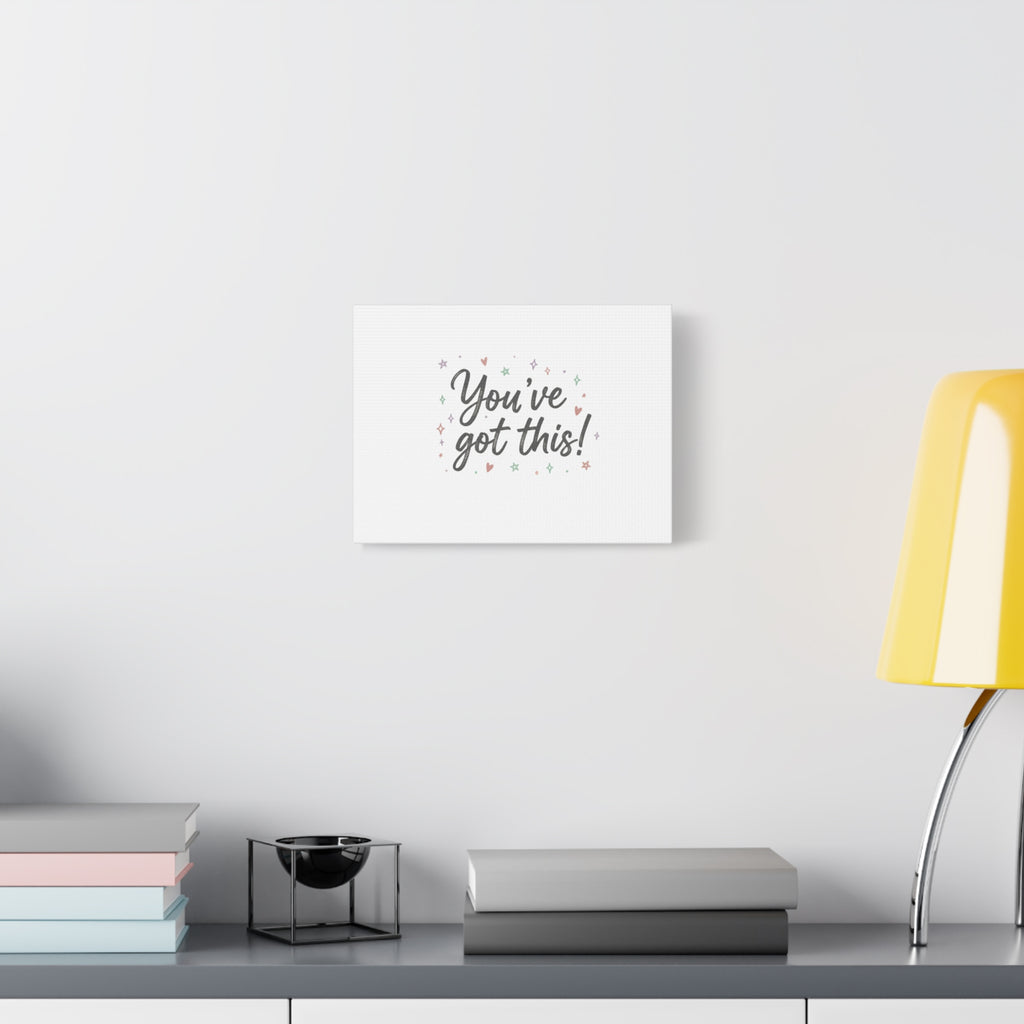 You've Got This Canvas, hand lettering messy script, pastel doodle wall art