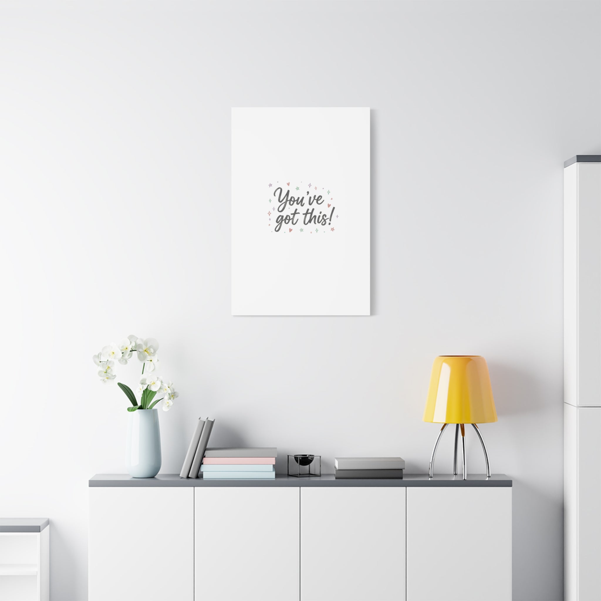 You've Got This Canvas, hand lettering messy script, pastel doodle wall art