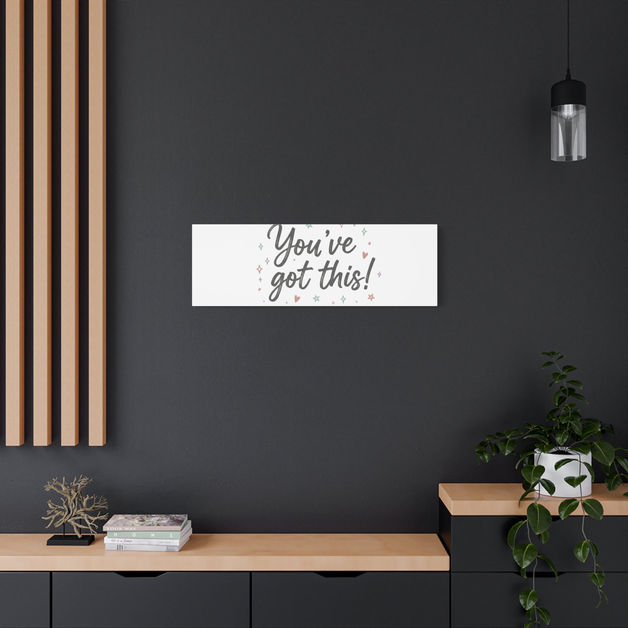 You've Got This Canvas, hand lettering messy script, pastel doodle wall art