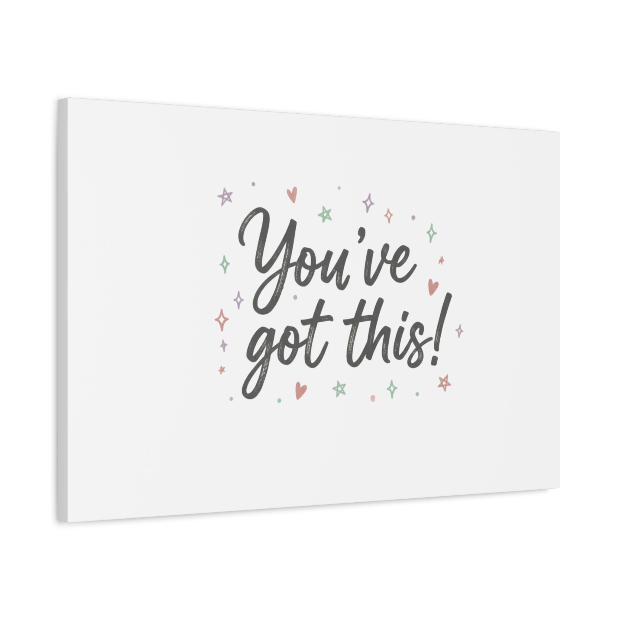You've Got This Canvas, hand lettering messy script, pastel doodle wall art