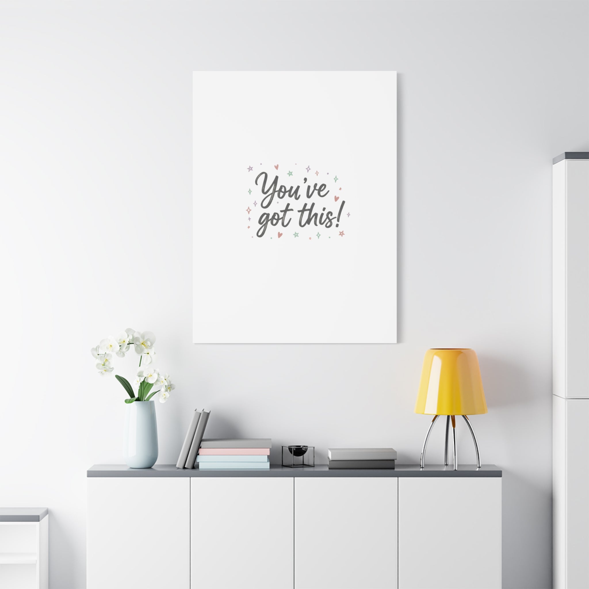 You've Got This Canvas, hand lettering messy script, pastel doodle wall art