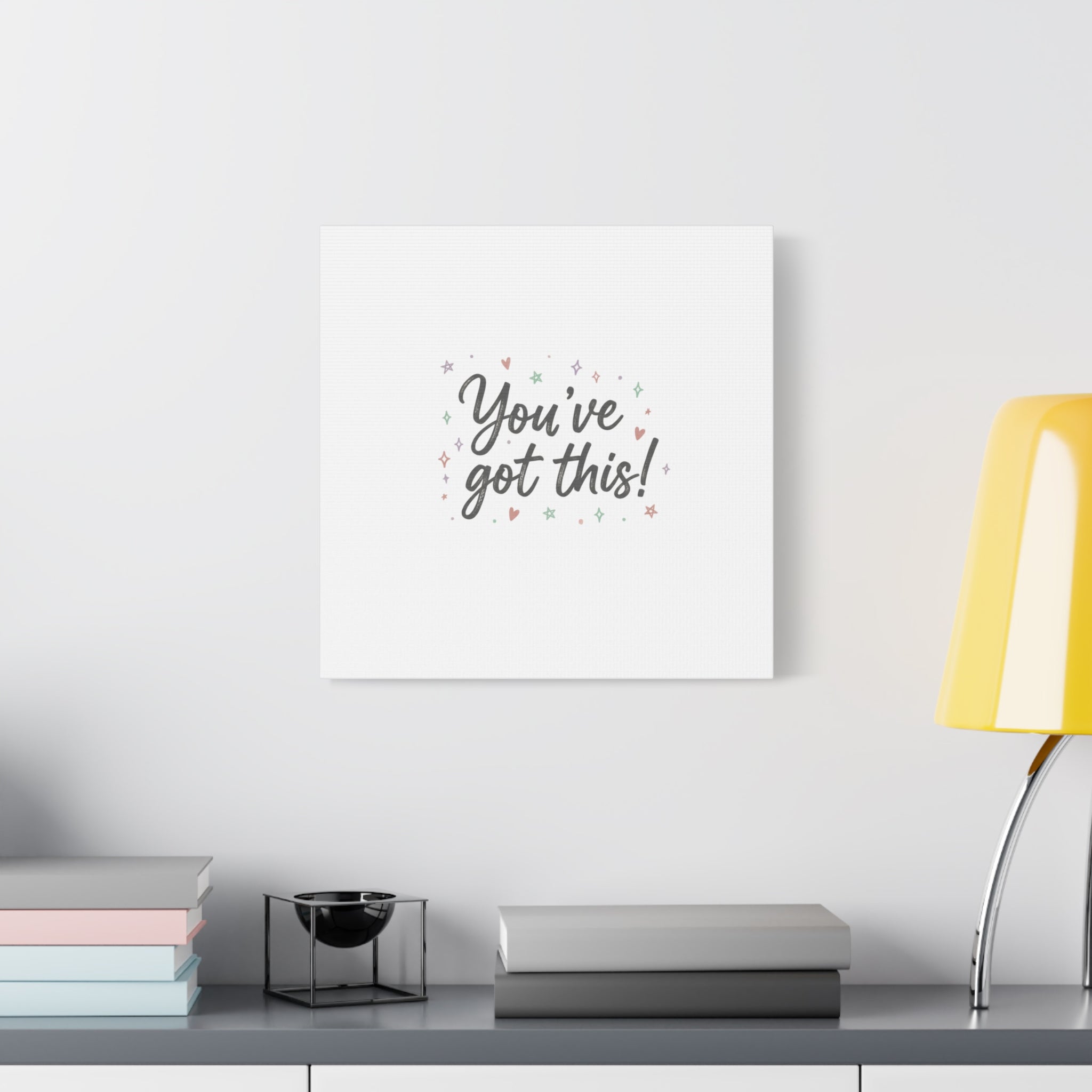 You've Got This Canvas, hand lettering messy script, pastel doodle wall art
