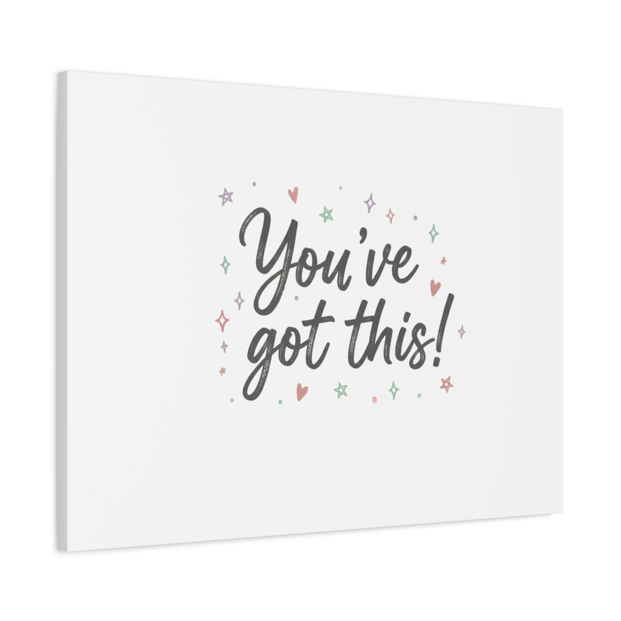 You've Got This Canvas, hand lettering messy script, pastel doodle wall art
