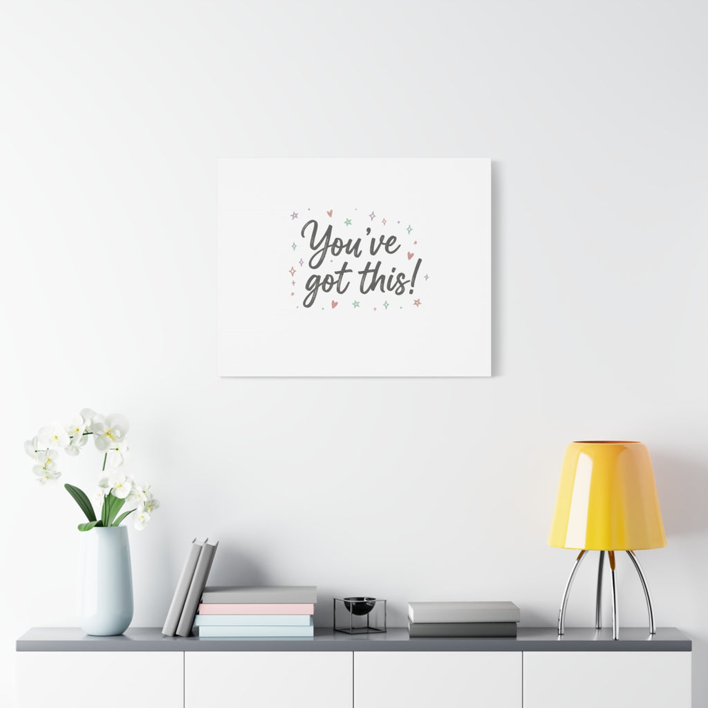 You've Got This Canvas, hand lettering messy script, pastel doodle wall art
