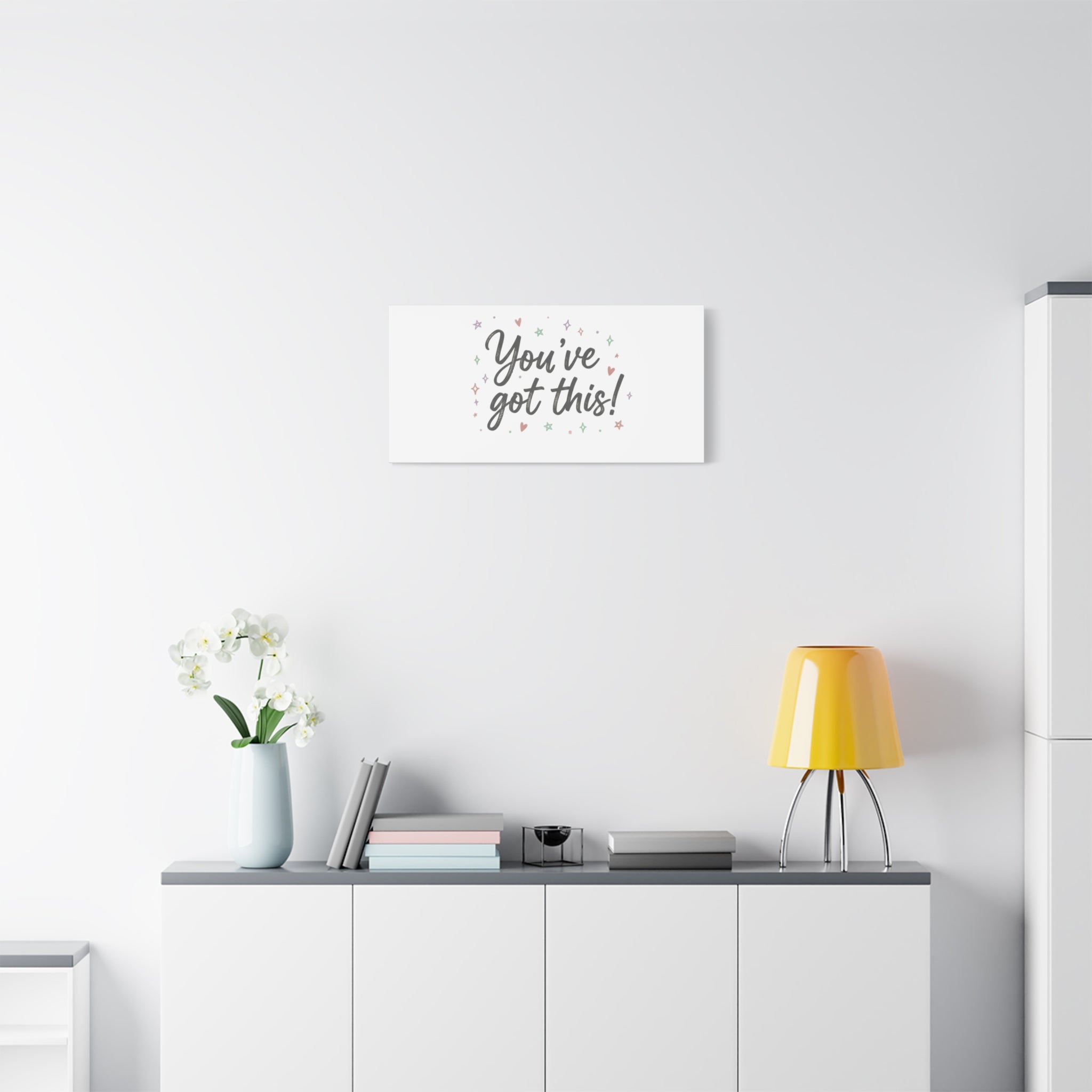 You've Got This Canvas, hand lettering messy script, pastel doodle wall art