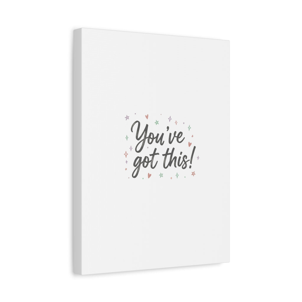 You've Got This Canvas, hand lettering messy script, pastel doodle wall art