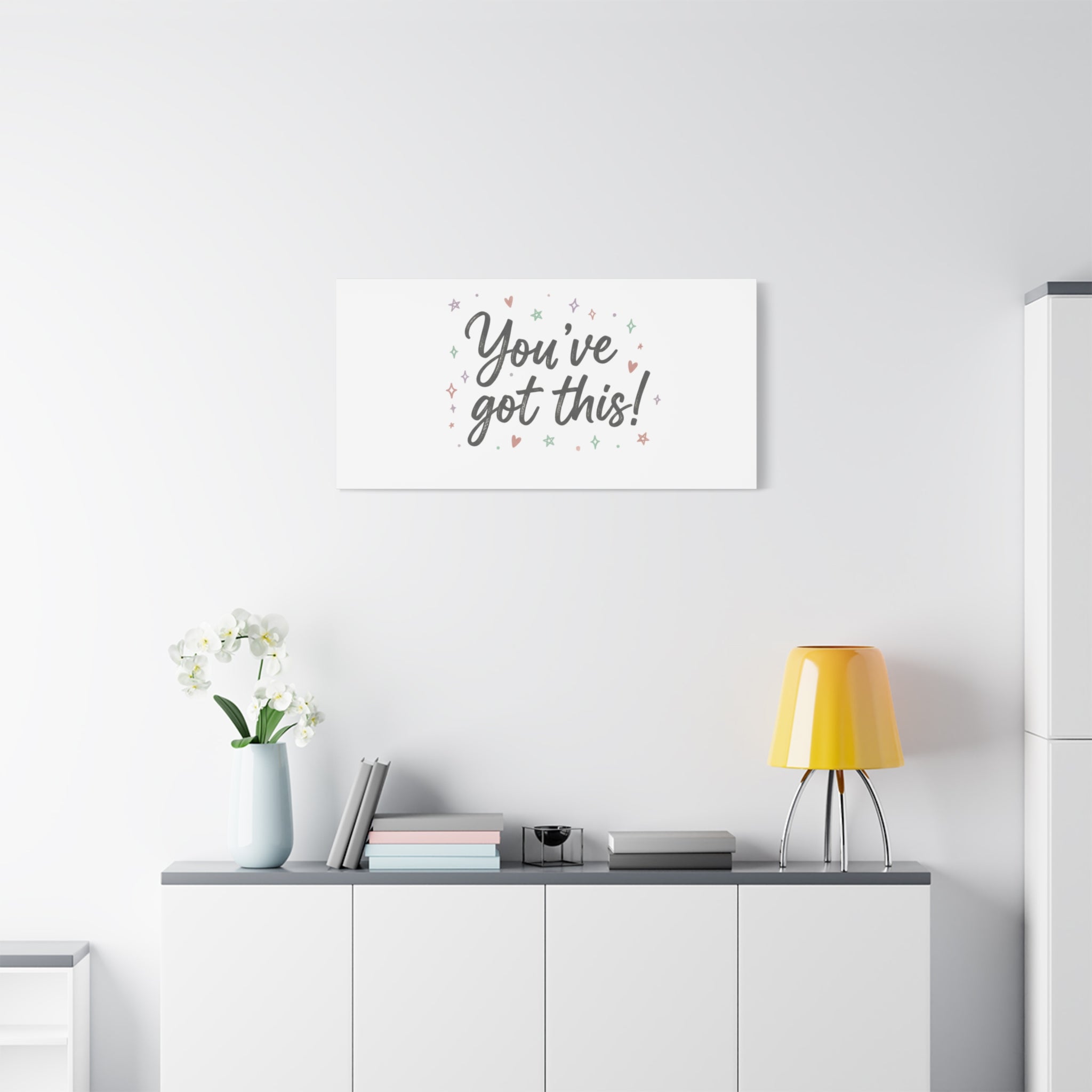 You've Got This Canvas, hand lettering messy script, pastel doodle wall art