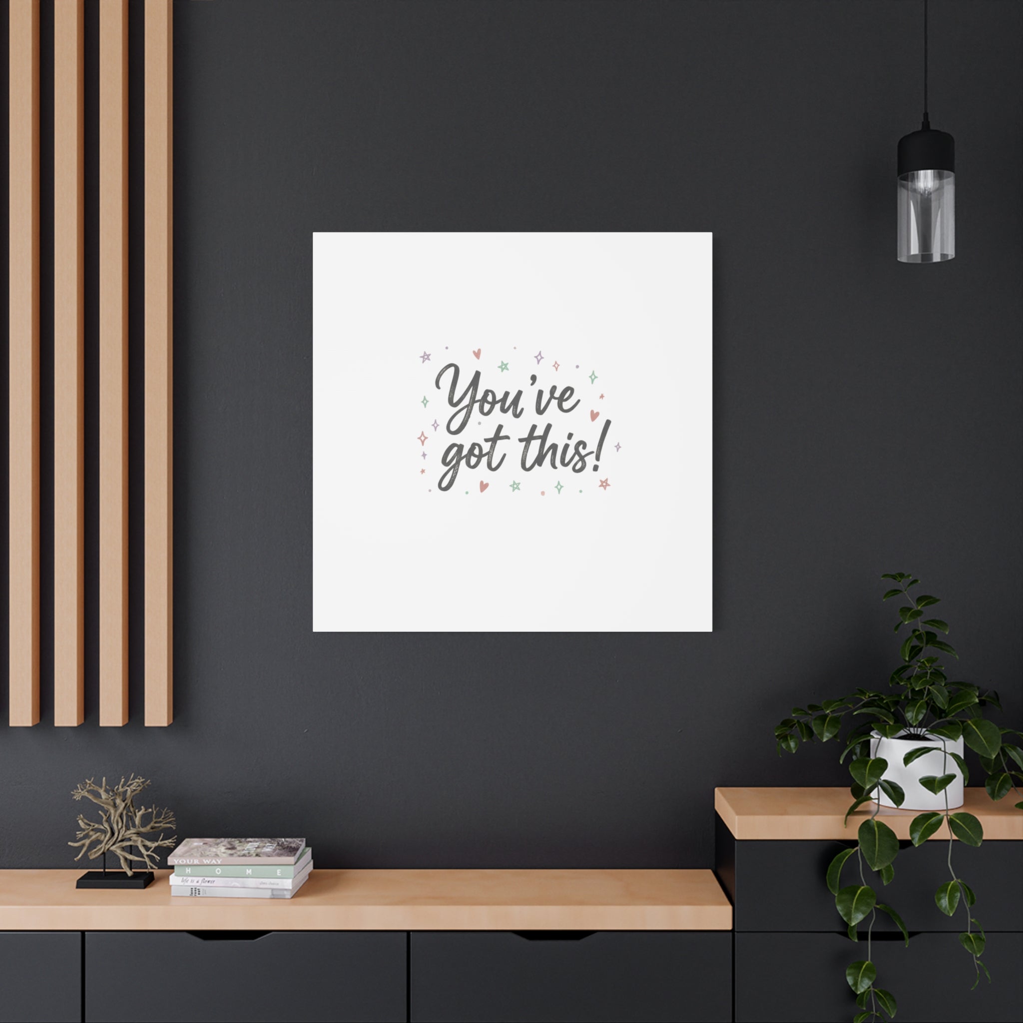 You've Got This Canvas, hand lettering messy script, pastel doodle wall art