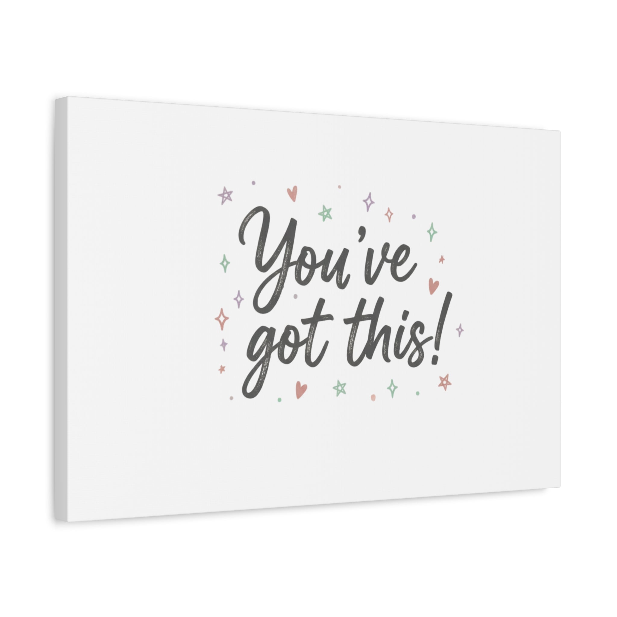 You've Got This Canvas, hand lettering messy script, pastel doodle wall art
