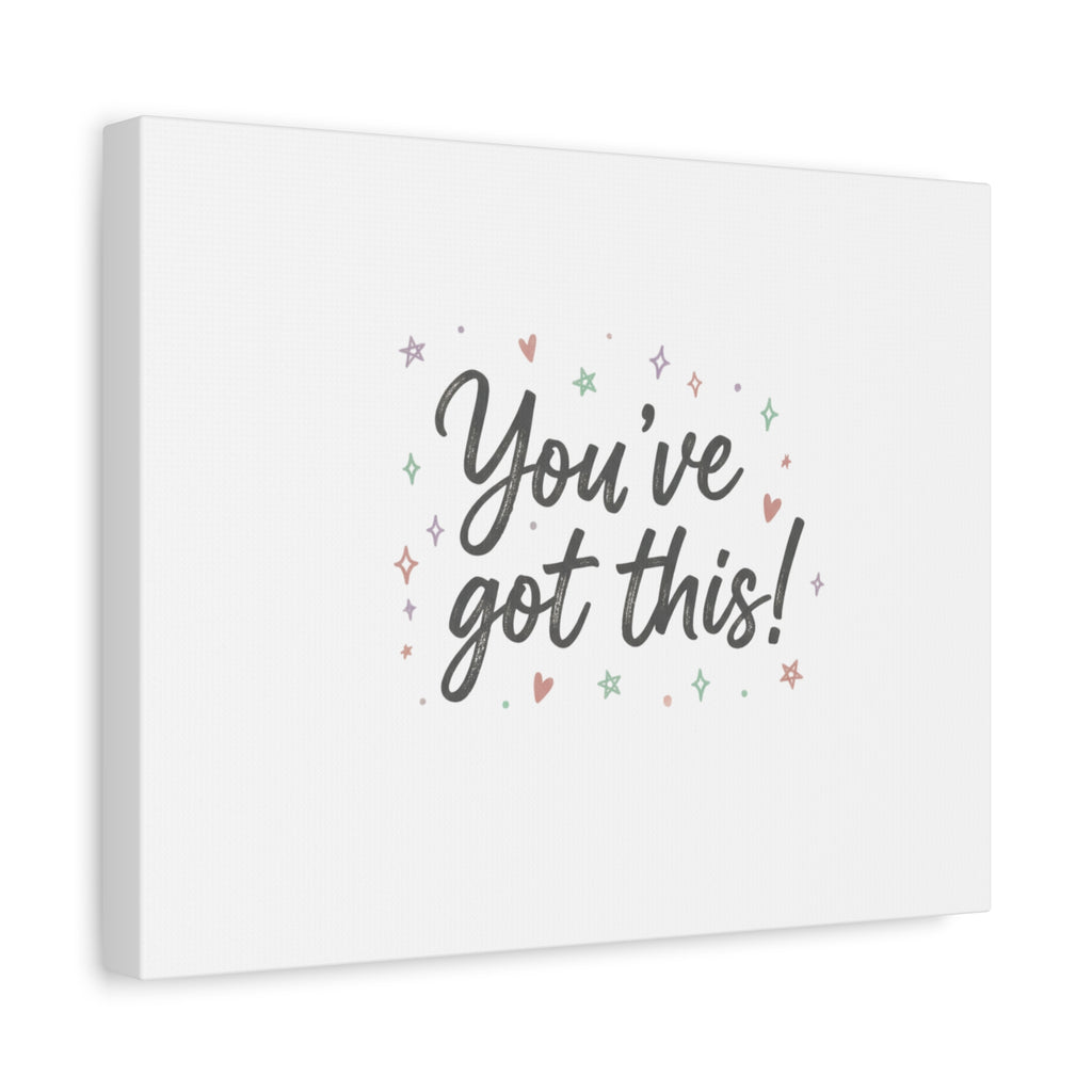 You've Got This Canvas, hand lettering messy script, pastel doodle wall art