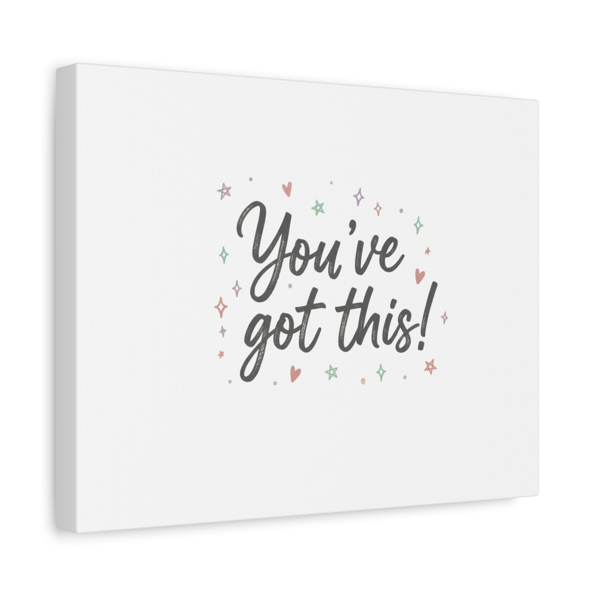 You've Got This Canvas, hand lettering messy script, pastel doodle wall art