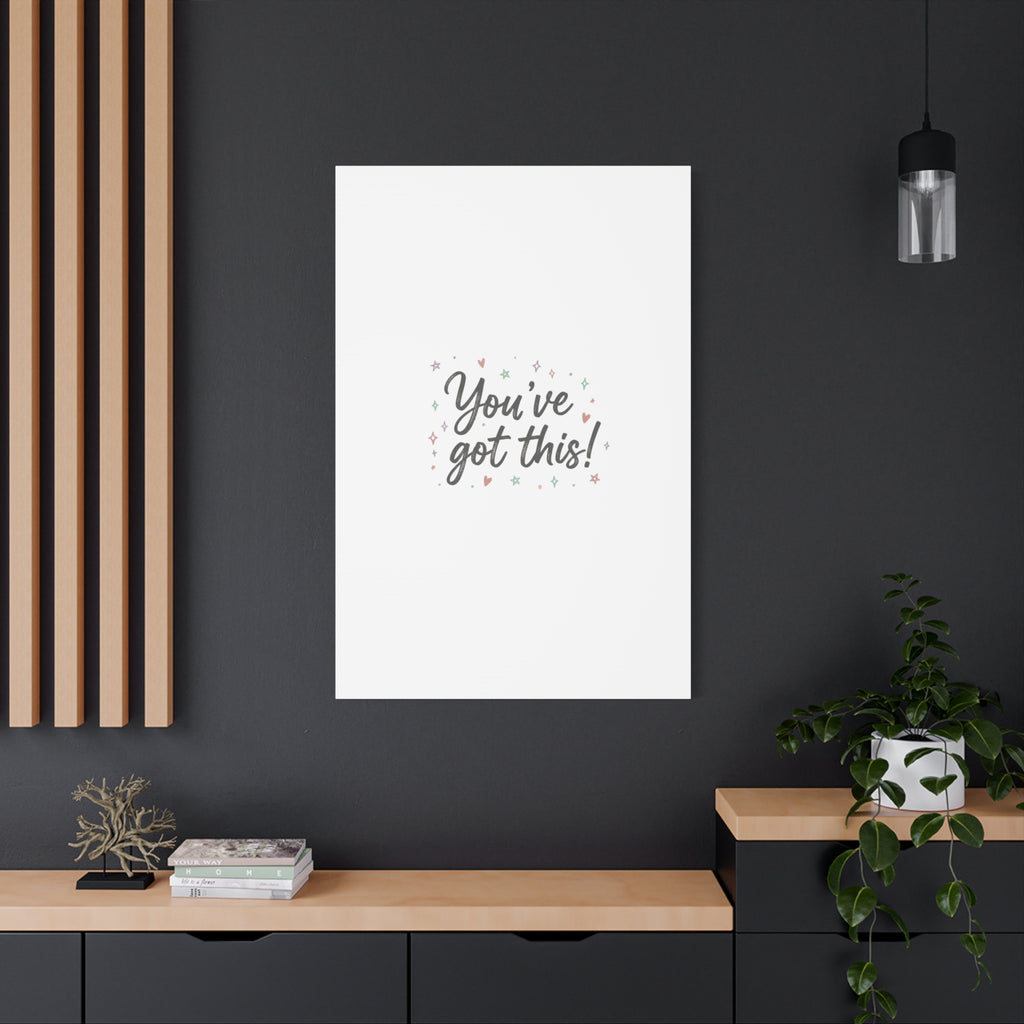 You've Got This Canvas, hand lettering messy script, pastel doodle wall art